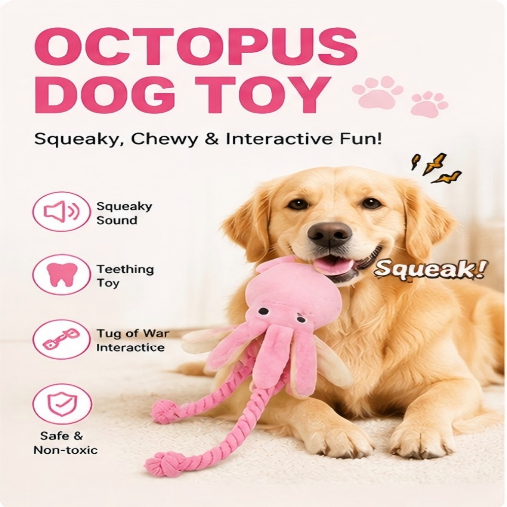 Dog Rope Toy Aggressive Chewers - Grote Pluche Octopus Hondenspeeltje met Duurzame