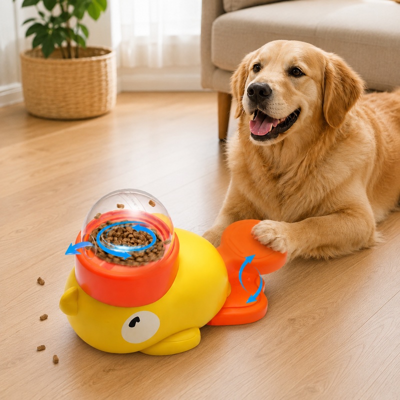 Dog Puzzle Feeder Toy - Interactief speelgoed voor huisdierentraining met cartoon-eendvorm